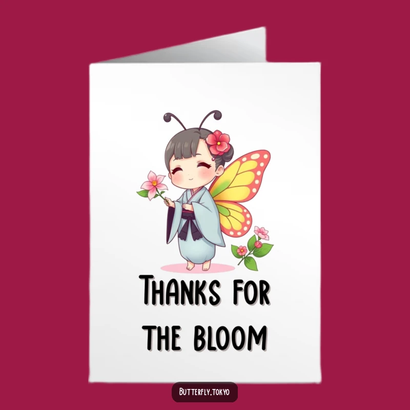 Free Printable Thank You Card: Kind Butterfly Kimono Flower - Heartfelt Downloadable Gift!