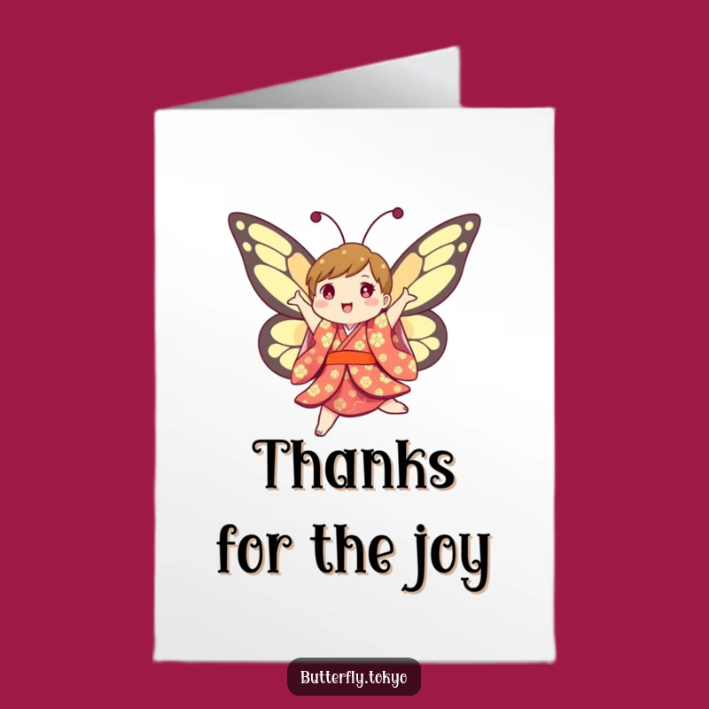 Free Printable Thank You Card: Vibrant Butterfly Kimono - Joyful Downloadable Gift!