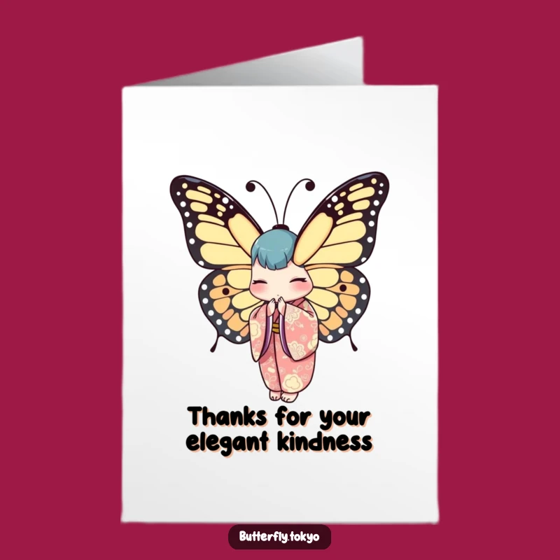Free Printable Thank You Card: Elegant Butterfly Kimono Bow - Funny Downloadable Gift