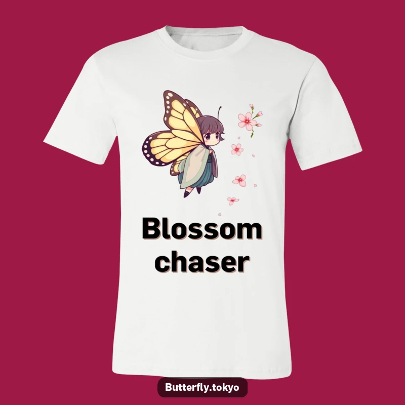 Funny Butterfly Kimono T-Shirt: Blossom Chase, Humorous & Stylish