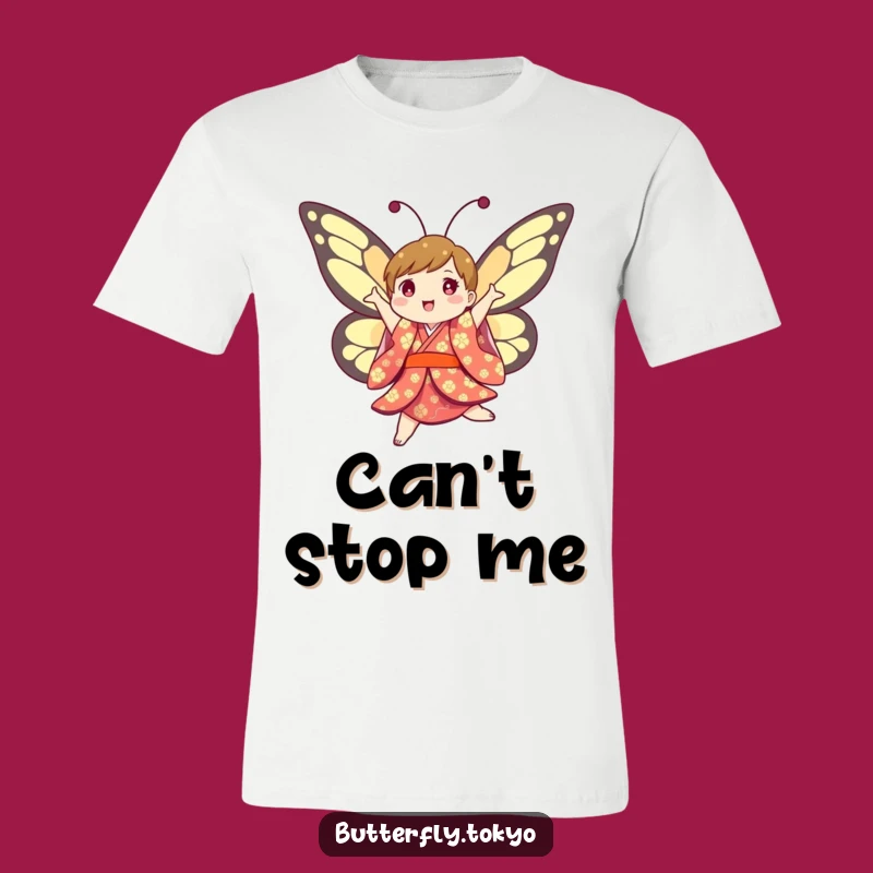 Funny Butterfly Kimono T-Shirt: Energetic Joyful Butterfly Design, Humorous Tee