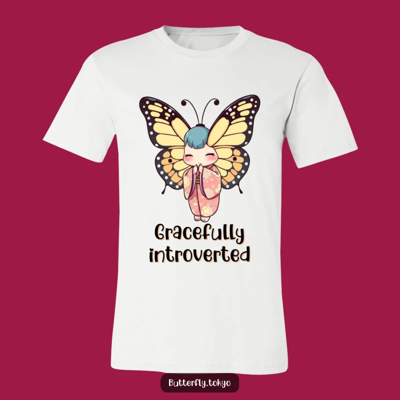 Funny Elegance Butterfly Kimono T-Shirt - Humorous Japanese Art Apparel