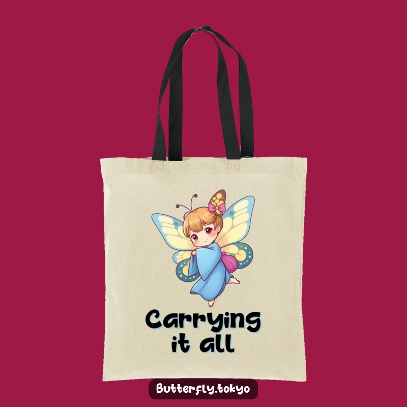 Funny Butterfly Blue Kimono Tote Bag: Carry Your Moves with Art