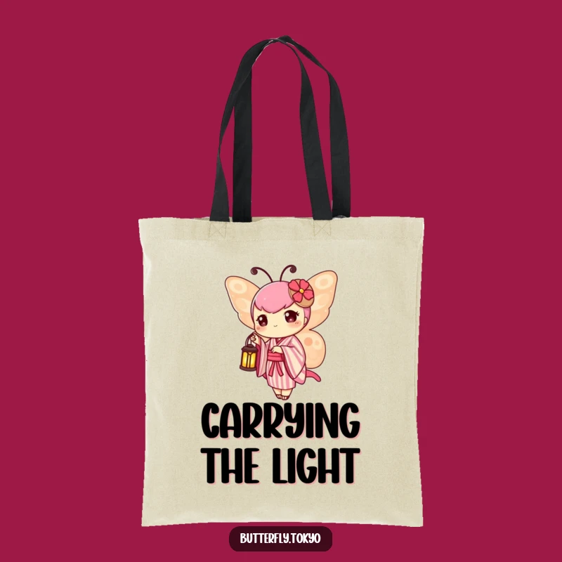 Funny Butterfly Lantern Tote Bag - Striped Kimono & Humorous Style